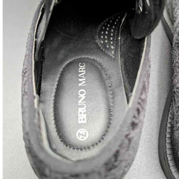 Bruno Marc Velvet Loafers Mens 7.5 Black Floral Textured Slip-On Wedding Prom main image 3